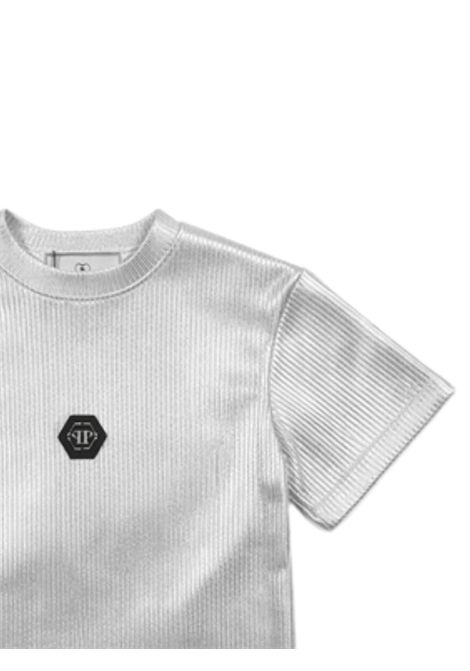T-shirt bambina argento in cotone Philipp Plein | GTH217ARGENTO